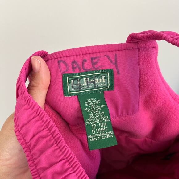 L.L. Bean Pink Cold Buster Snow Bib Overalls 12-18 Months - Picture 6 of 8